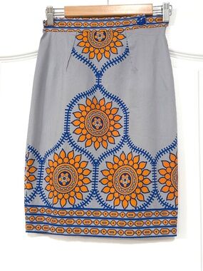 Plenty by Tracy Reese Grey & Orange Pressed Lutea Pencil Skirt - Size 0